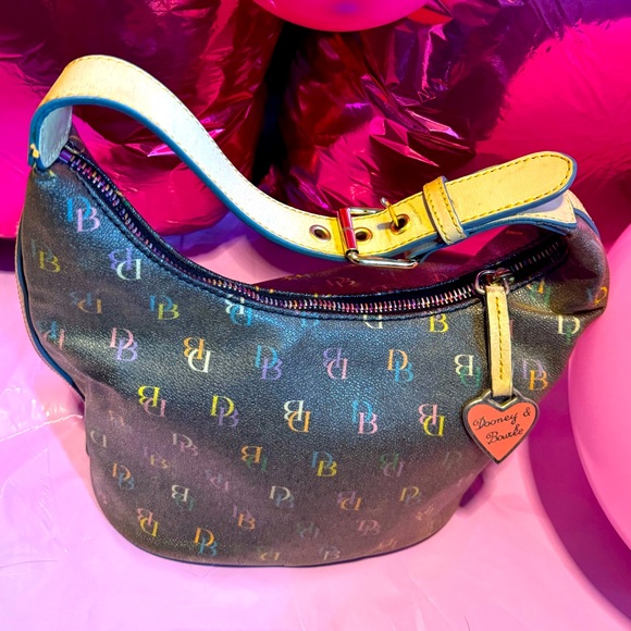 Dooney & Bourke Y2K vintage Monogram Small Hobo charcoal EUC callouts last 2 pic - Picture 2 of 14